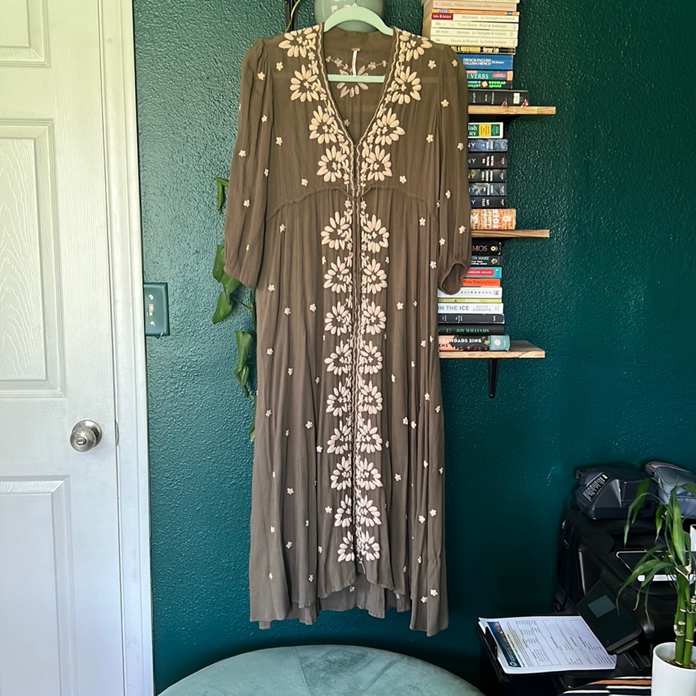 Free People Embroidered Fable Midi Dress